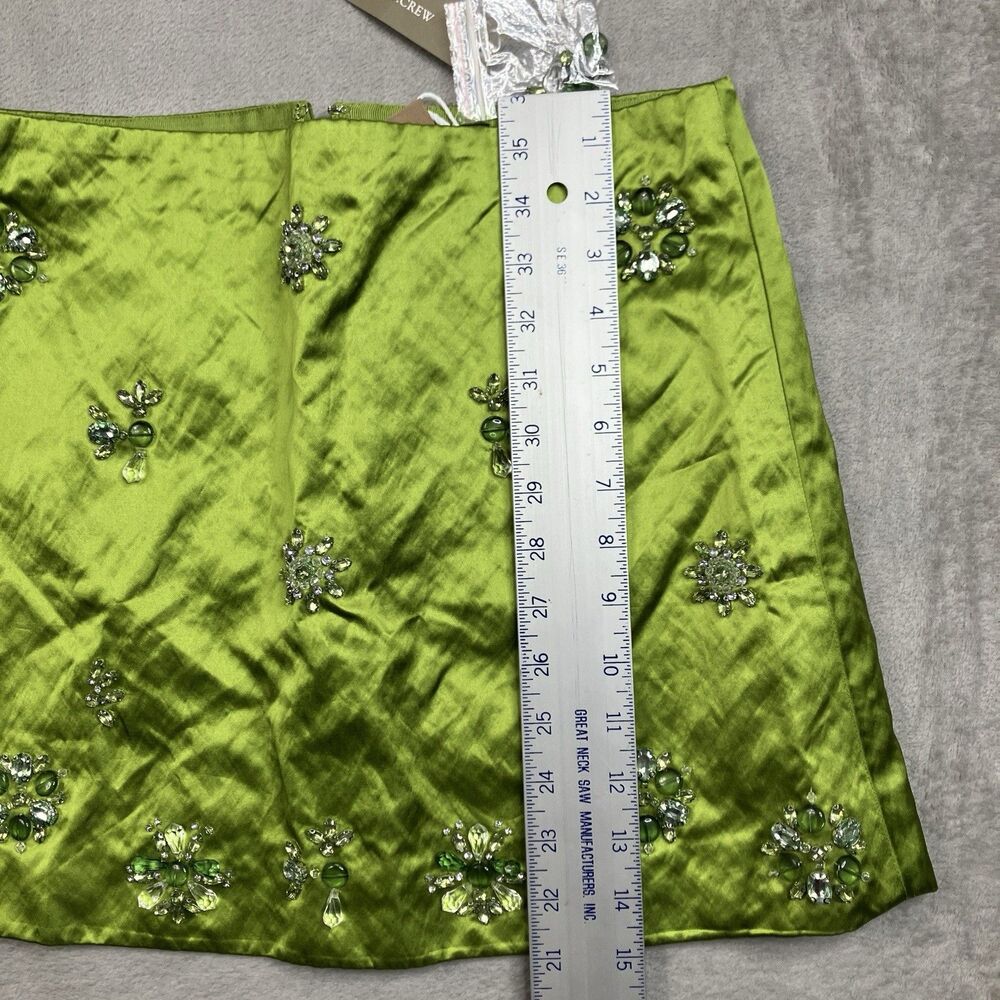 J Crew Collection Green Crystal Embellished Mini Skirt Satin Fairfax Womens 2 - Picture 5 of 9